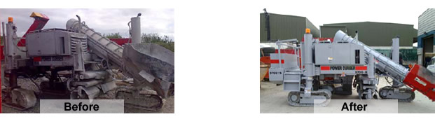 Used 5700B Power Curber before and after sand blast cleaning and repainting
