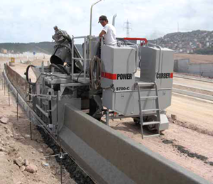 Slipforming a concrete motorway barrier