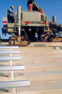 Slipforming stadium risers - machine runs on previous days pour